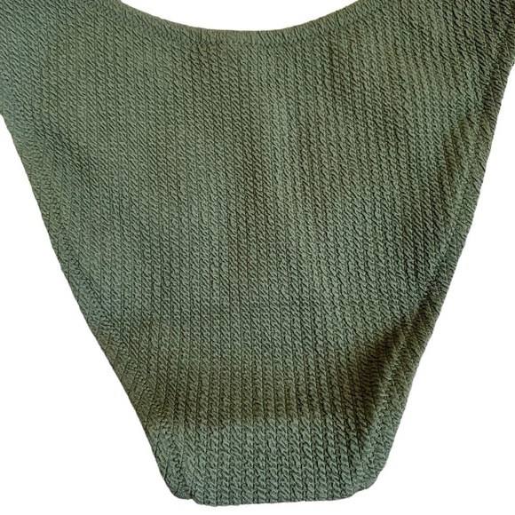 NWT J.Crew Olive Green Scrunchie Textured Curved Waist Cheeky Bikini Bottom Sz M - Picture 11 of 16